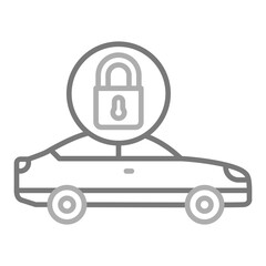 Locked Car Greyscale Line Icon