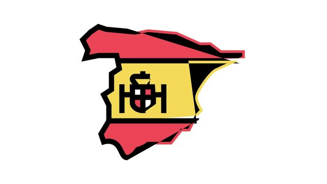 spain country map flag color icon animation