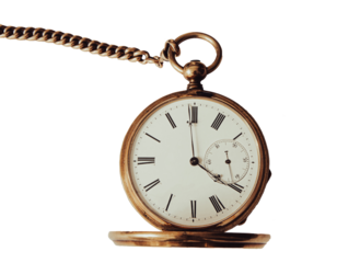 19th century golden pocket watch, transparent PNG.