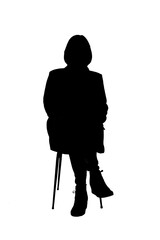 woman sitting on a chair isolated on white