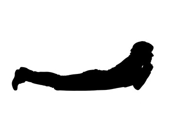  silhouette of a woman lying on the floor