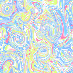 Obraz premium Holographic seamless pattern. The effect of flowing iridescent liquid. Psychedelic effect. Fairy tale unicorn trend background. 90s fashion..