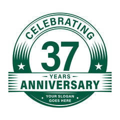 37 years anniversary celebration design template. 37th logo. Vector and illustrations.
