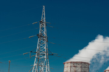 Smoke cooling tower pollution of the surrounding air environment of the atmosphere from the...