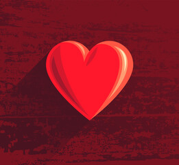Obraz na płótnie Canvas Red heart over wooden texture vector, st Valentine card.