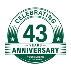 43 years anniversary celebration design template. 43rd logo. Vector and illustrations.
