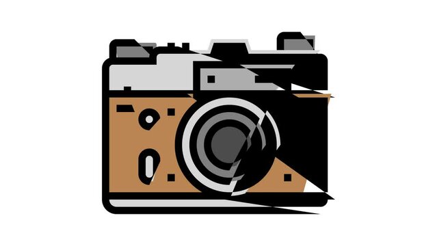 photo camera retro gadget color icon animation