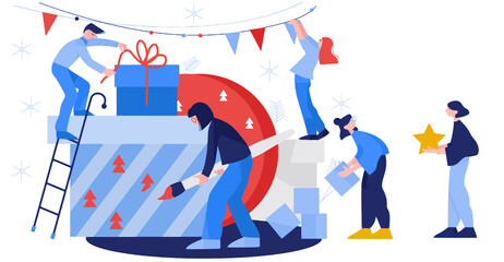 Merry Christmas Celebration Happy New Year Postcard Website Business Teamwork illustrations
