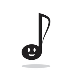 musical note emoji, black flat vector design.

