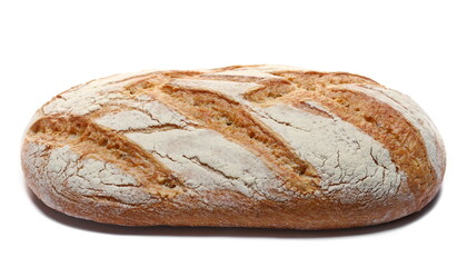 Loaf of wheat bread isolated on white 