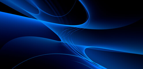 Abstract blue transparent wave background - 3D illustration