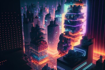 Fototapeta na wymiar Illustration about futuristic city. Made by AI.