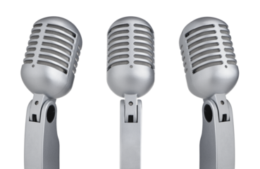 Set of vintage microphones isolated