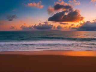 Naklejka na ściany i meble Cloudy Sunset Over the Ocean
