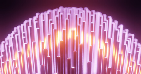 Render with purple glowing rectangles with yellow light, soft focus