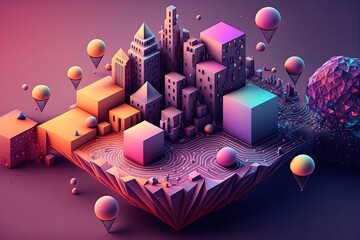 Illustration about futuristic city. Made by AI.
