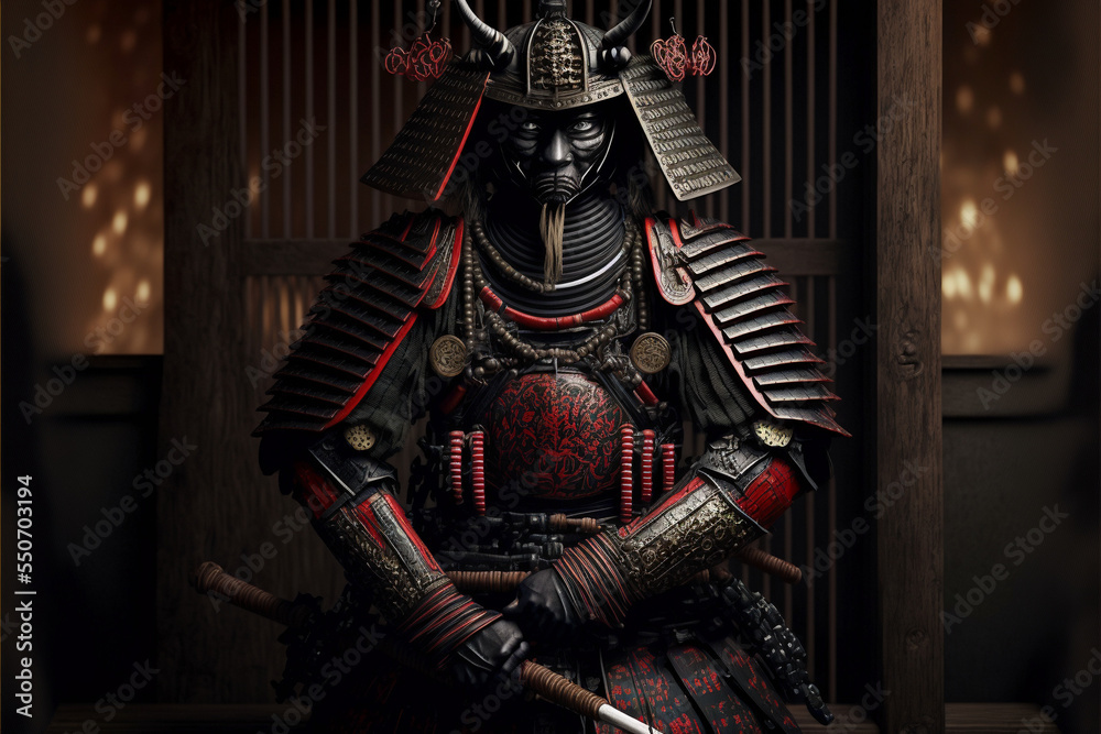 Wall mural ancient samurai preparing for combat