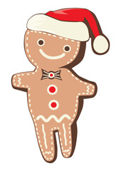 Cartoon Christmas Gingerbread man. Vector.