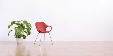 chair with a interior plant 3d render