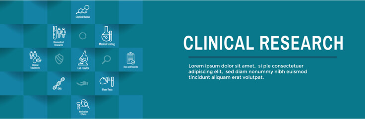 Clinical Research Icon Set and Web Header Banner