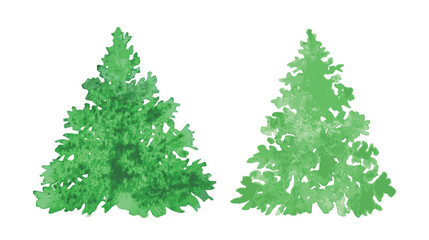 Fir Tree. Decorated christmas tree New year Watercolor illustration Water color drawing