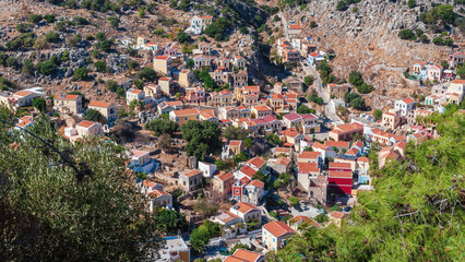 Fototapeta premium Traditional building architecture of Symi island, Greece.