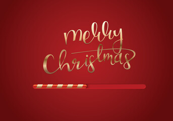 Merry Christmas written in gold with loading bar for the countdown. Vector illustration.