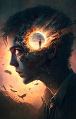 portrait that describes person overthinking