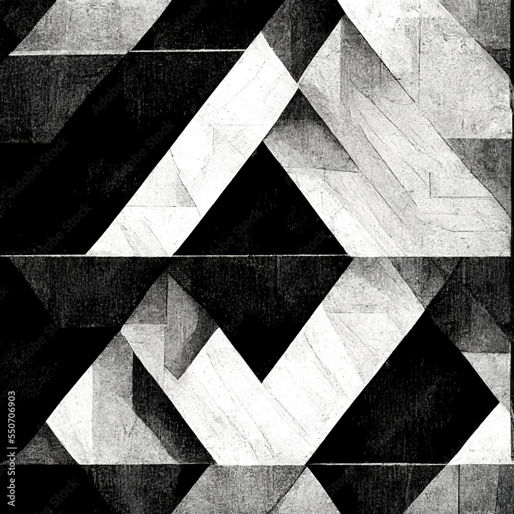 Wall mural modern abstract dynamic shapes black and white background with grainy paper texture. digital art.