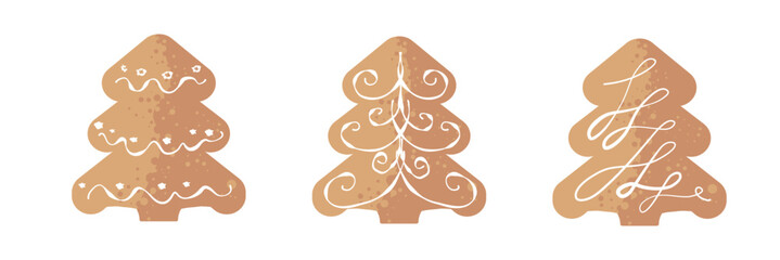 christmas gingerbread, christmas tree- vector illustration
