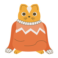 little cat wearing wool coat