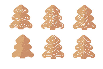 christmas gingerbread, christmas tree- vector illustration