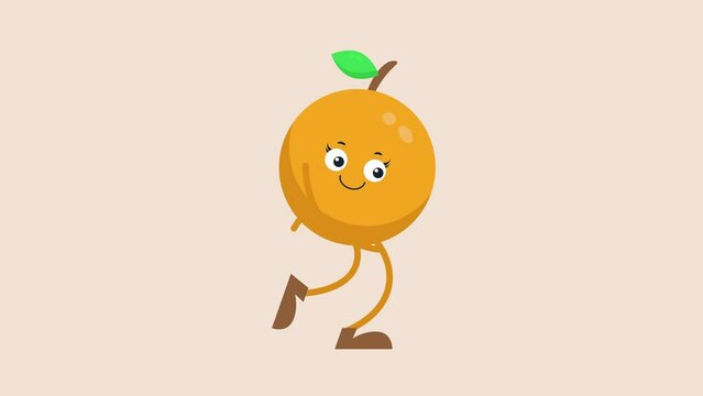 cute fresh orange character walking animation.sneak walk