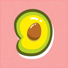 ripe avocado with pit, font abc, number 9