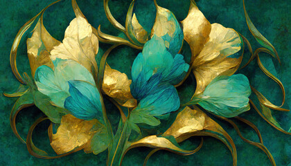Elegant floral background in Art Nouveau style. Abstract retro decorative flower design.