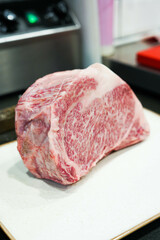 Un corte de ternera de la raza wagyu procedente de la ciudad de Kobe en una parrillada argentina