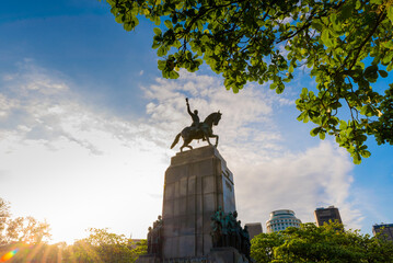 Monument to Marshal Deodoro da Fonseca in Rio de Janeiro City on Sunset