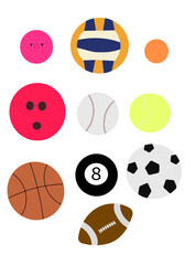 Obraz premium Various sports balls vector illustration
