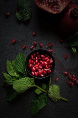 pomegranate seeds in a bowl