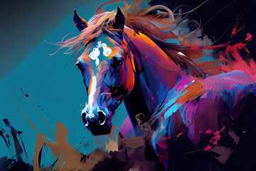 A painting of a horse, Generative AI - obrazy, fototapety, plakaty