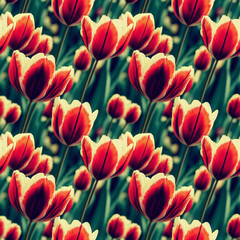 Fototapeta premium Beautiful tulips seamless background. Romantic flowers luxury repeating backdrop.
