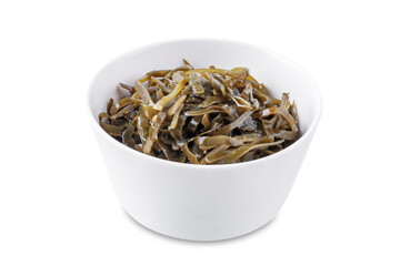 Seaweed in a bowl on a white isolated background
