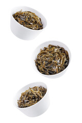Seaweed in a bowl on a white isolated background