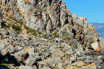 Rock Shamanka on Lake Baikal. Olkhon Island, Russia