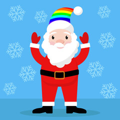simple vector illustration Santa Claus with rainbow hat