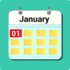 day on the calendar, vector image format, january 1