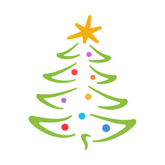 Christmas tree. Cartoon. Vector illustration