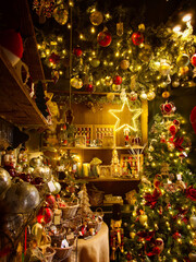 Christmas Shop with Festive Lights