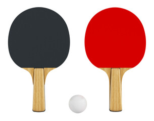 Ping pong or table tennis rackets on transparent background. - obrazy, fototapety, plakaty
