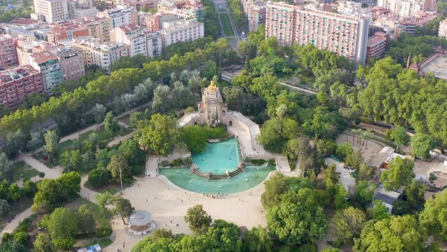 bird's eye view of the parque de la ciudadela in the city of Barcelona.